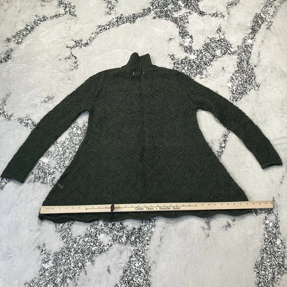 Vtg Express Tricot Sweater Womens Size Medium Olive Green Mohair Blend Open Knit